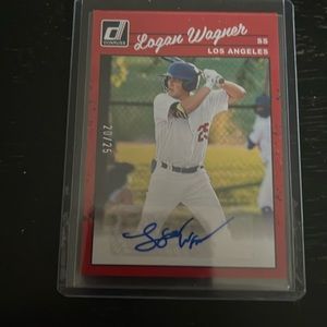 2023 Panini Donruss Logan Wagner 20/25 Autograph prospect card
